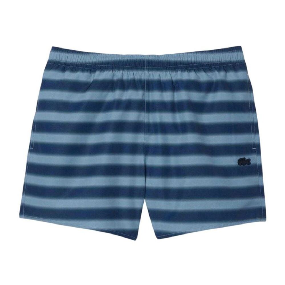 Lacoste Mens Striped Swimming Trunks / Blue